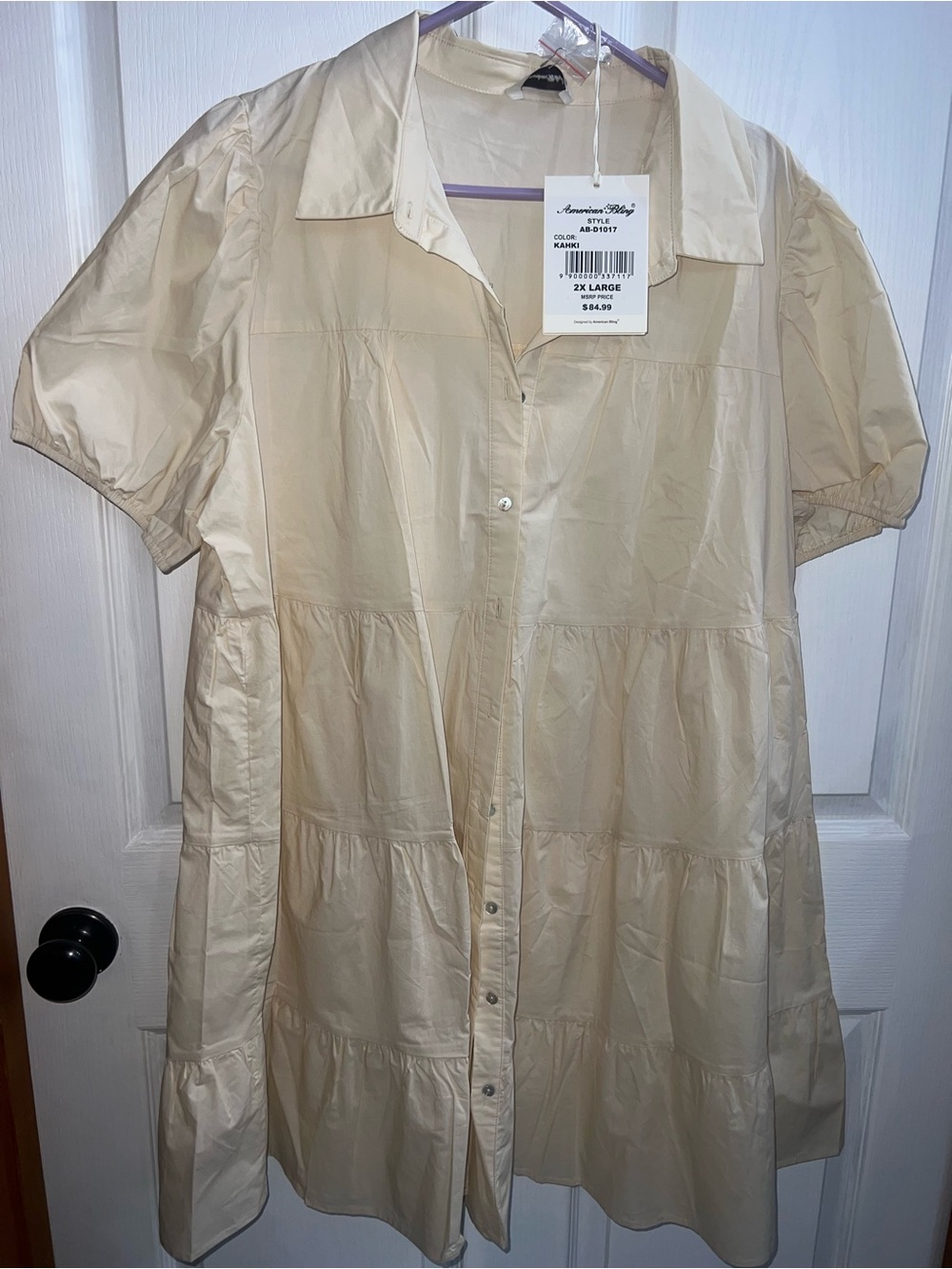American Rag Cream Tiered Button-Front Dress (Women's)
